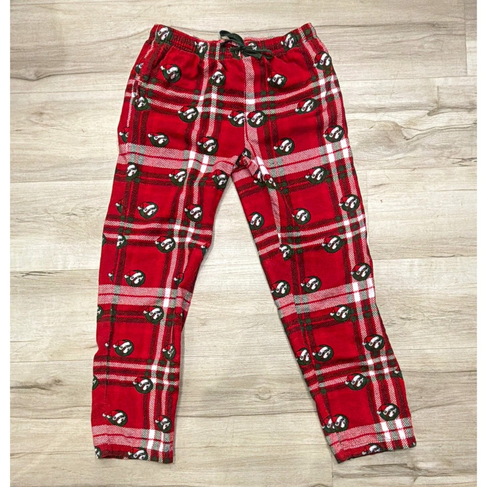 Buc-ee's Unisex Kids XL Flannel Pajama Pants Red Plaid Christmas Drawstring